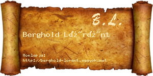 Berghold Lóránt névjegykártya